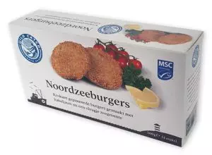 bedrukte doos voor diepvries vis noordzee burgers in full color met logo